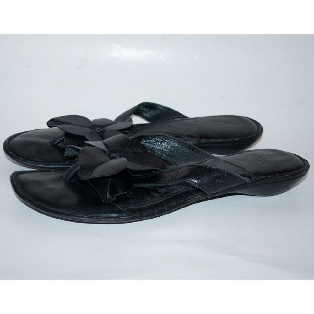 Born Black Leather Sandal Slides Thongs